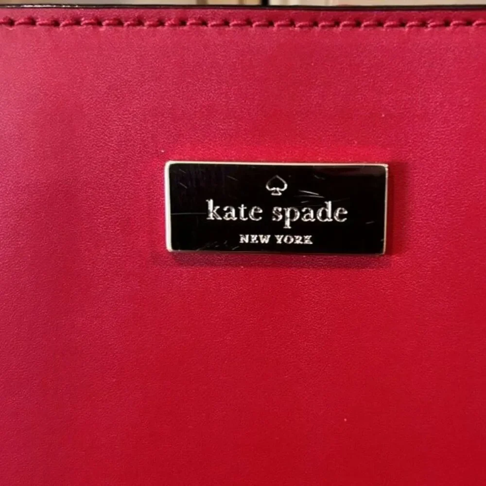 Kate Spade Vita Regatta Court Red Leather Tote Bag
